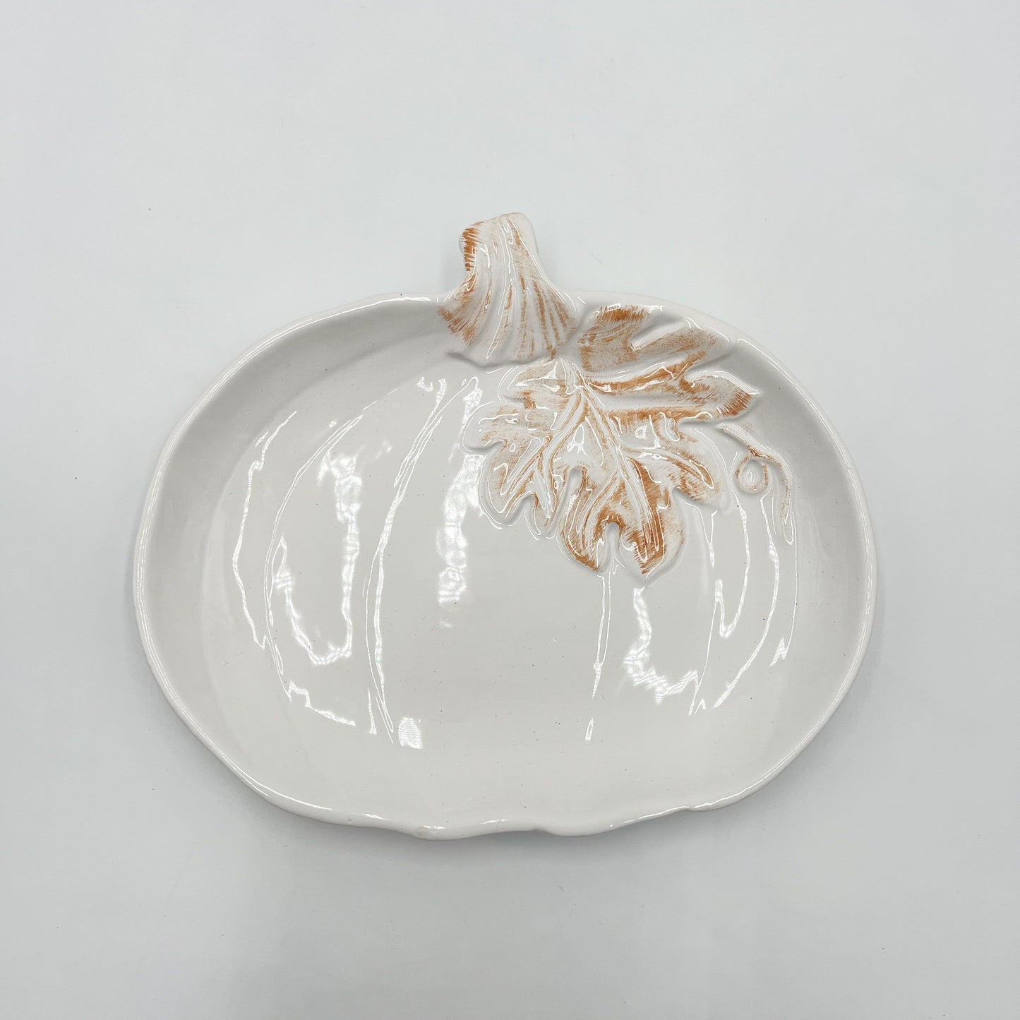 Large White Ceramic Pumpkin Plate