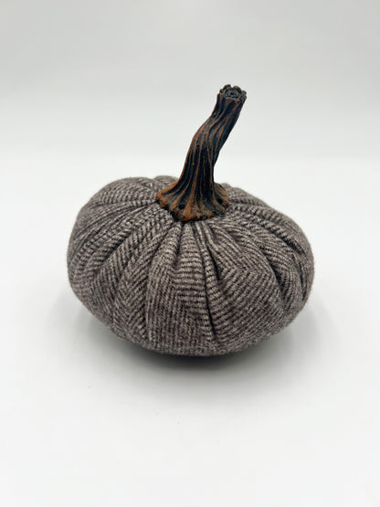 Gray Strip Fabric Pumpkin - Small