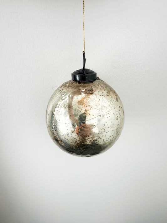 4" Round Mercury Glass Ball Ornament