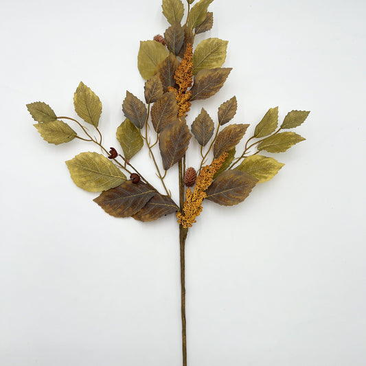 Green Birch Leaves Stem - 30”