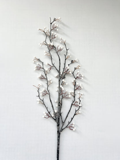 Iced White Berry Branch 36"