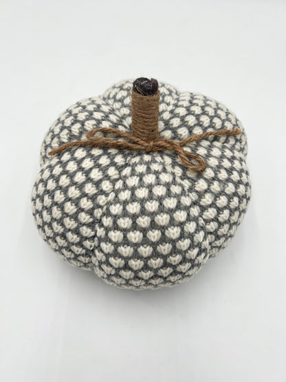 Grey & Cream Knit Pumpkin