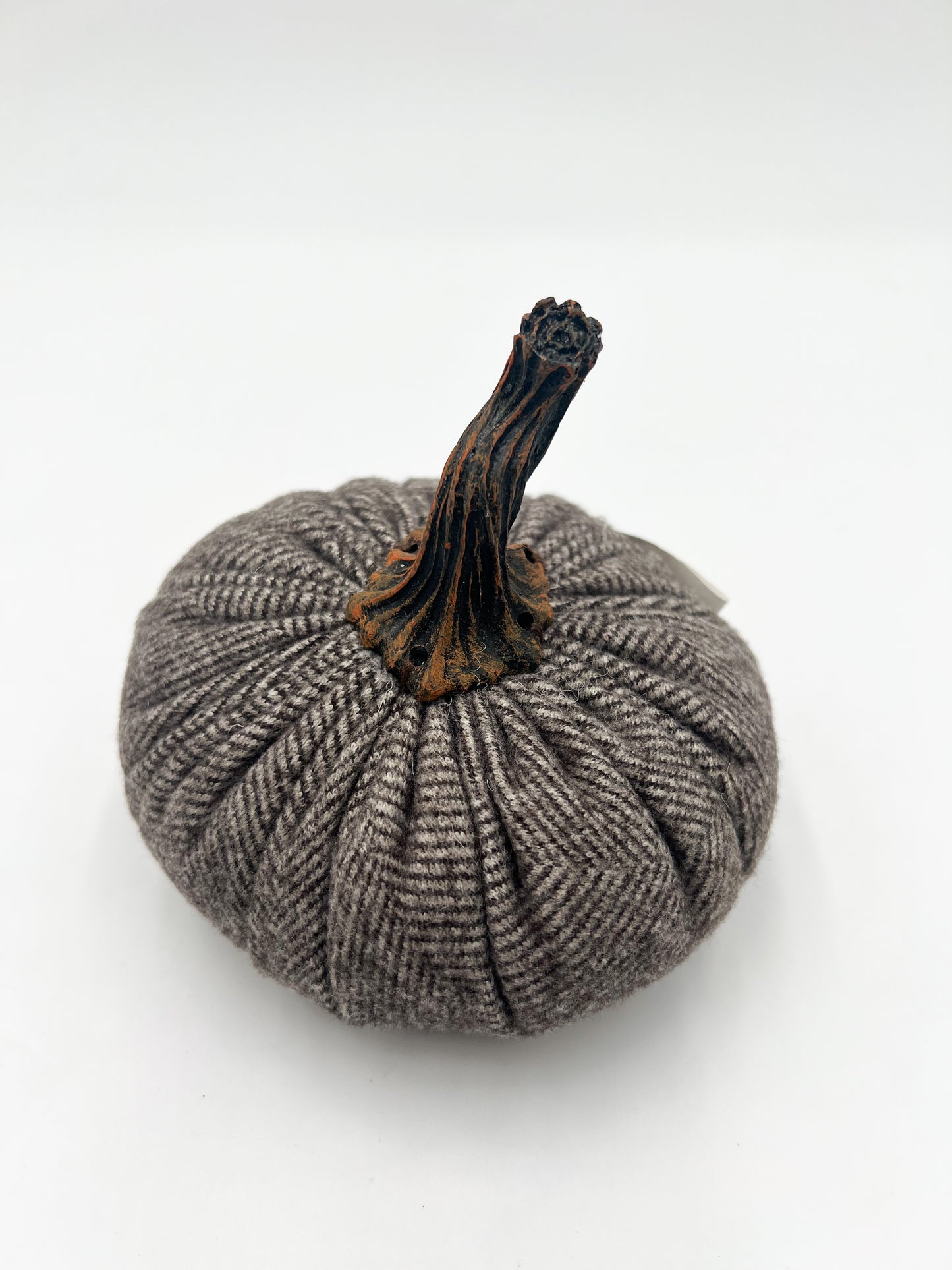 Gray Strip Fabric Pumpkin - Small