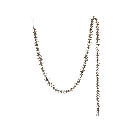 Boxwood Garland with Glitter Champagne Finish - 72”