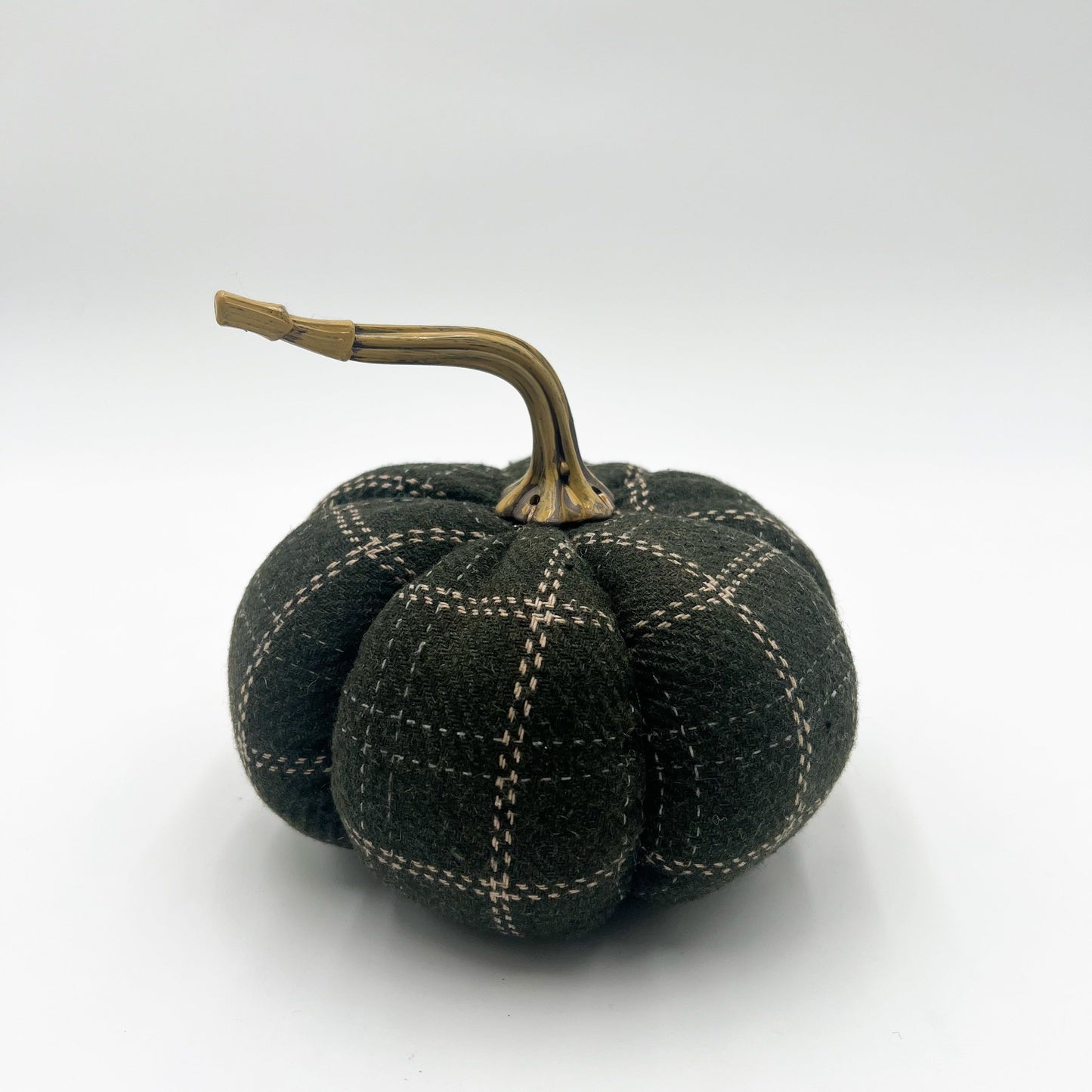 Green & Tan Plaid Pumpkin - Medium