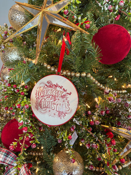Vintage Merry Christmas Ornament - 6"