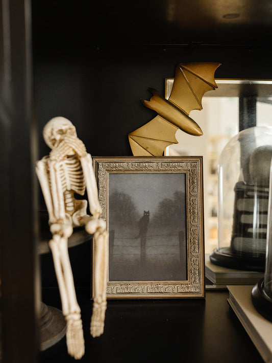 Spooky Black Cat Framed Art - 8"x10"