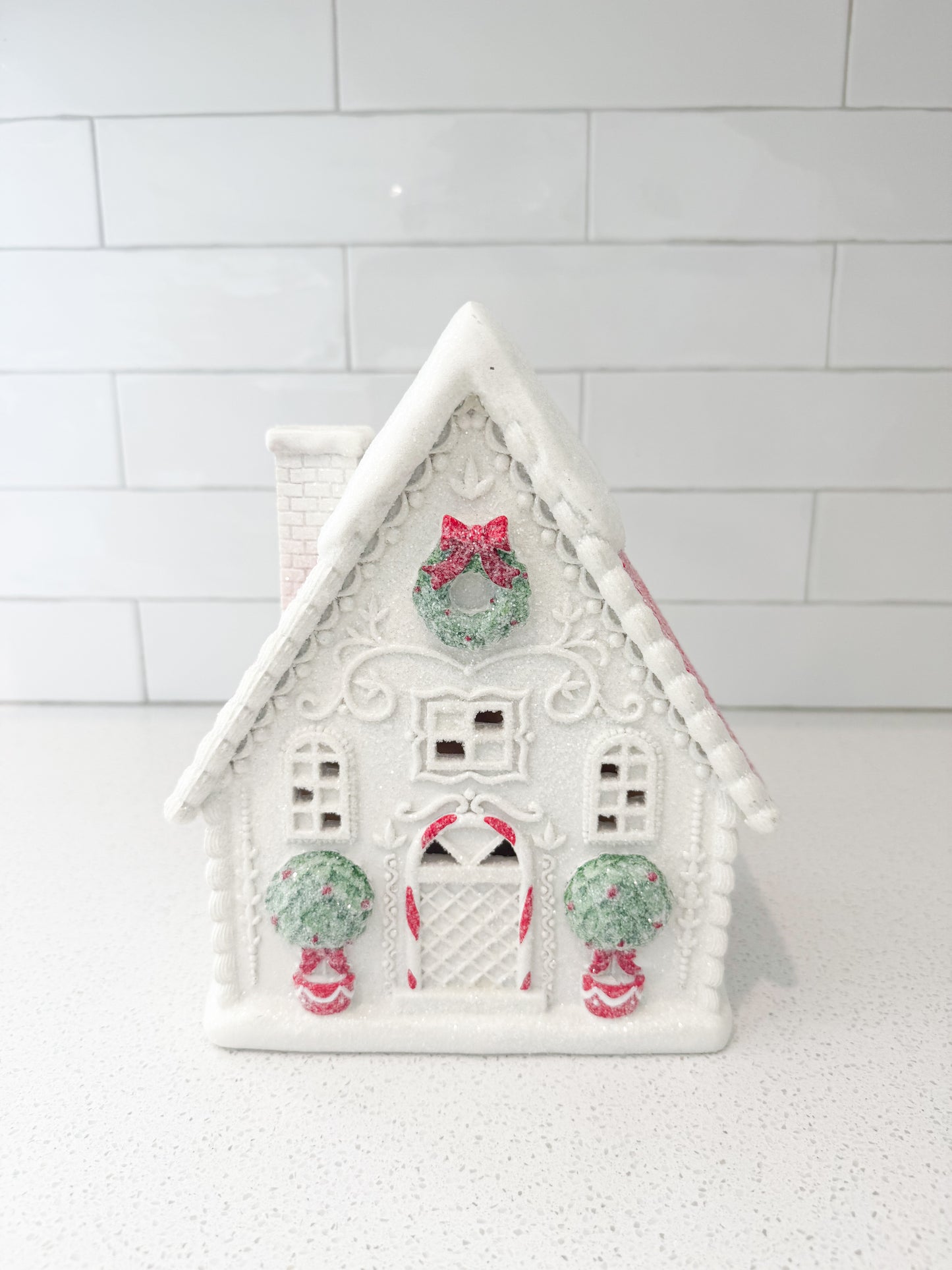 Glittered LED Christmas House with Timer