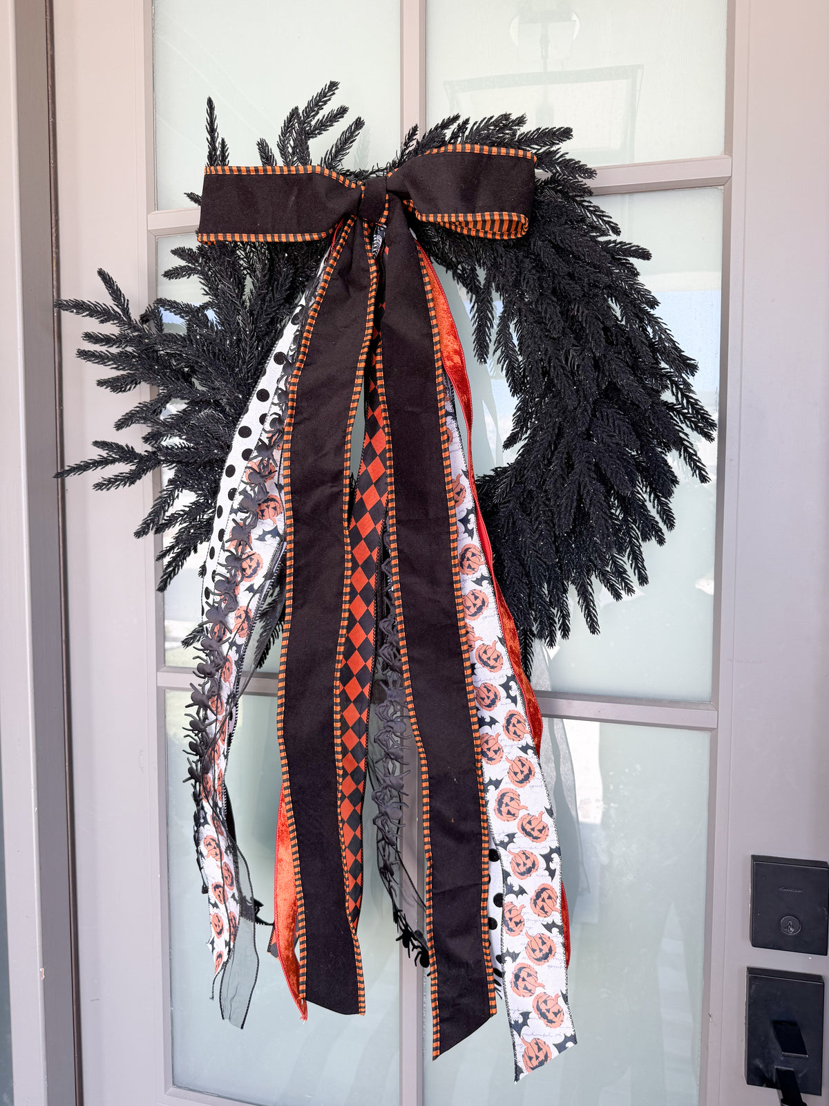 Halloween Spiders & Pumpkins Ribbon Bundle with bow - 33"- 7 Pieces of Ribbon Bundled