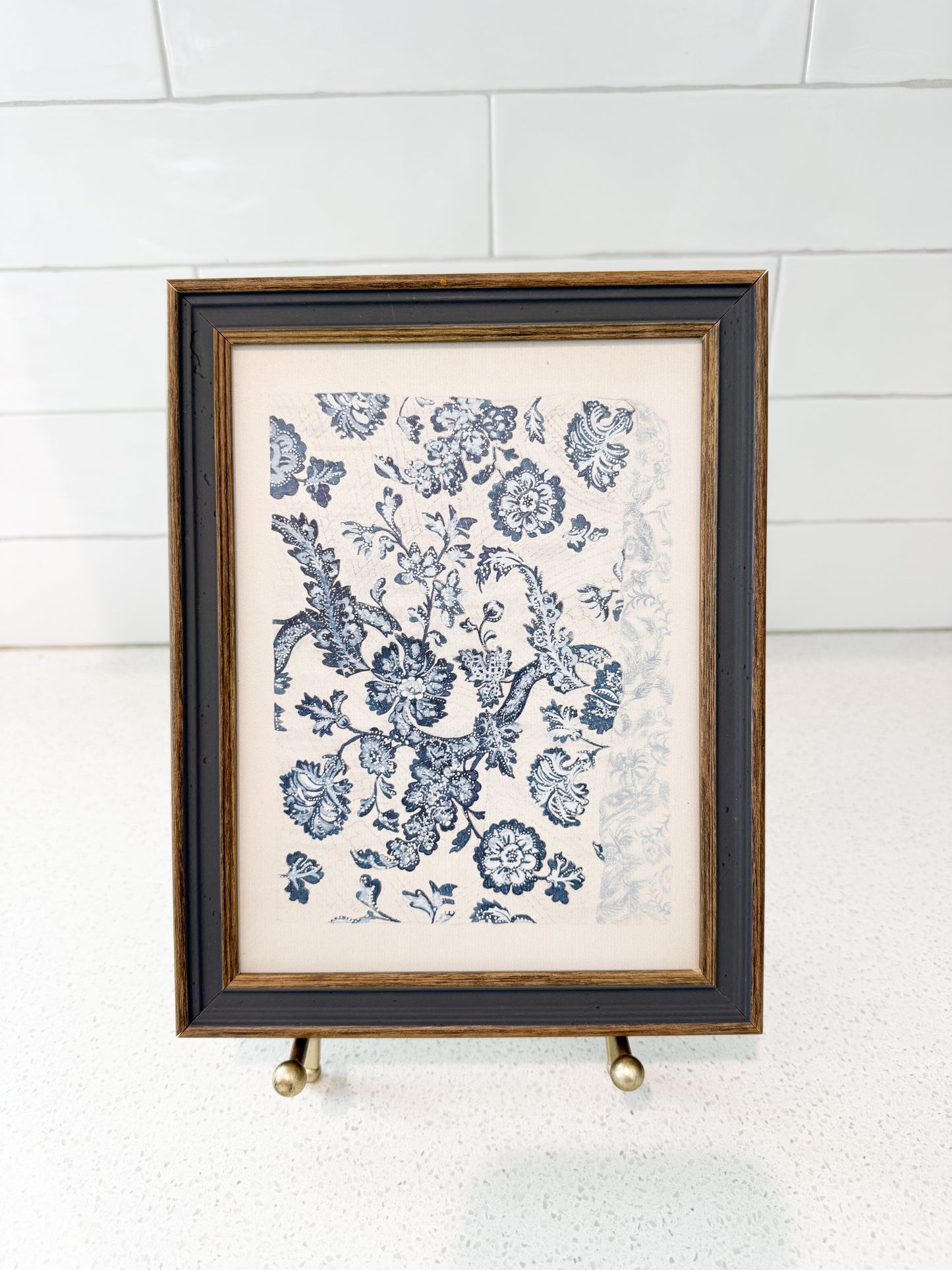 Blue Textile Framed Art - 7"x9"