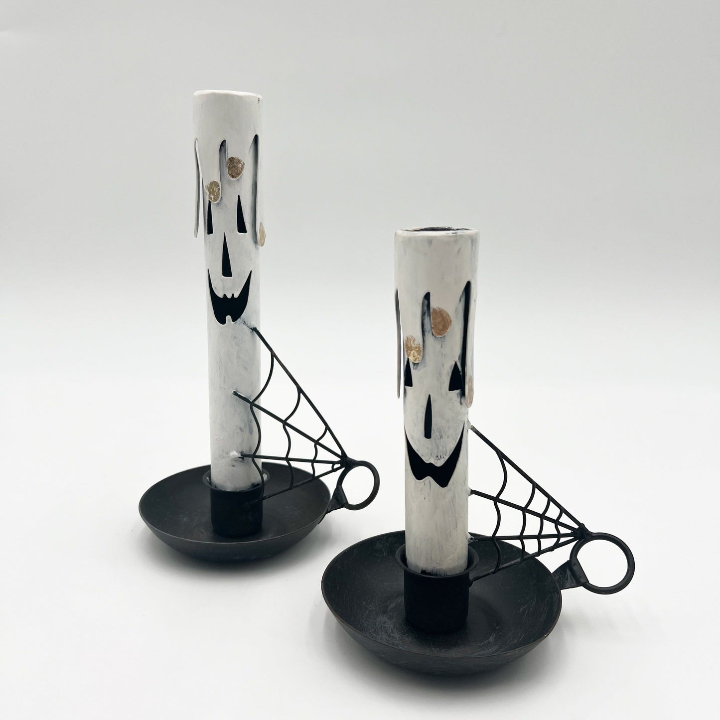 Metal Ghost Candleholders - Set of 2