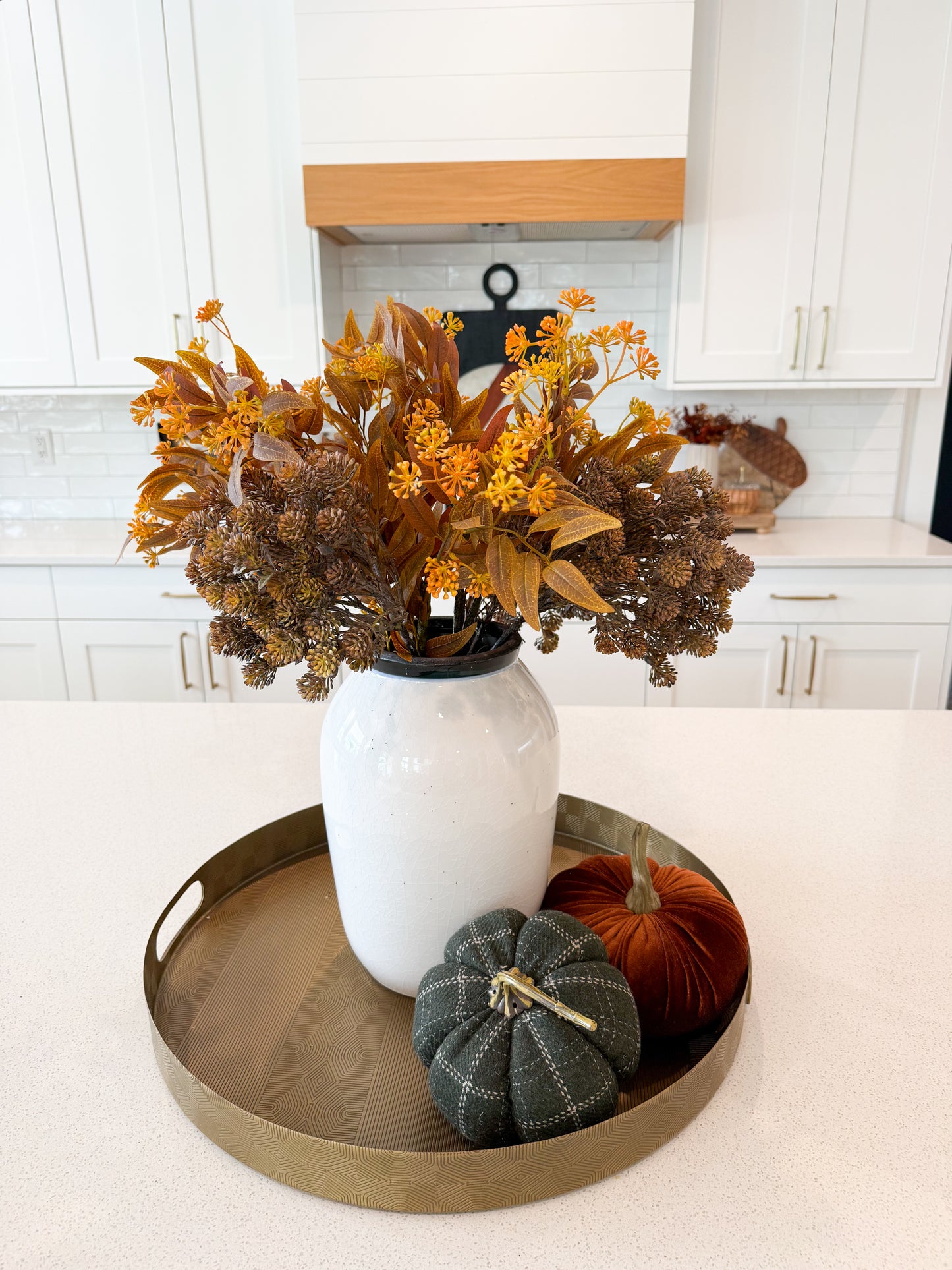 Orange Laurel (3) & Brown sedum spray (3)