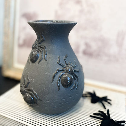 Black Spider Spooky Vase