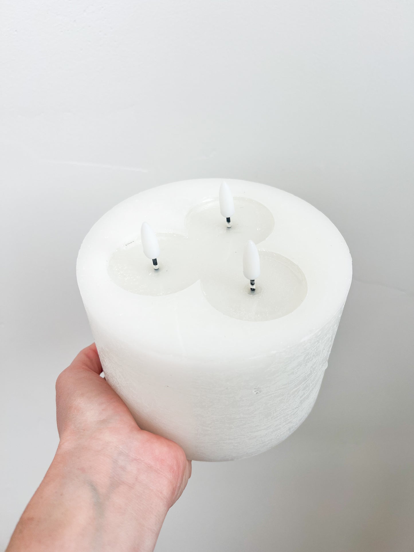 3 Wick Flameless Candle - White