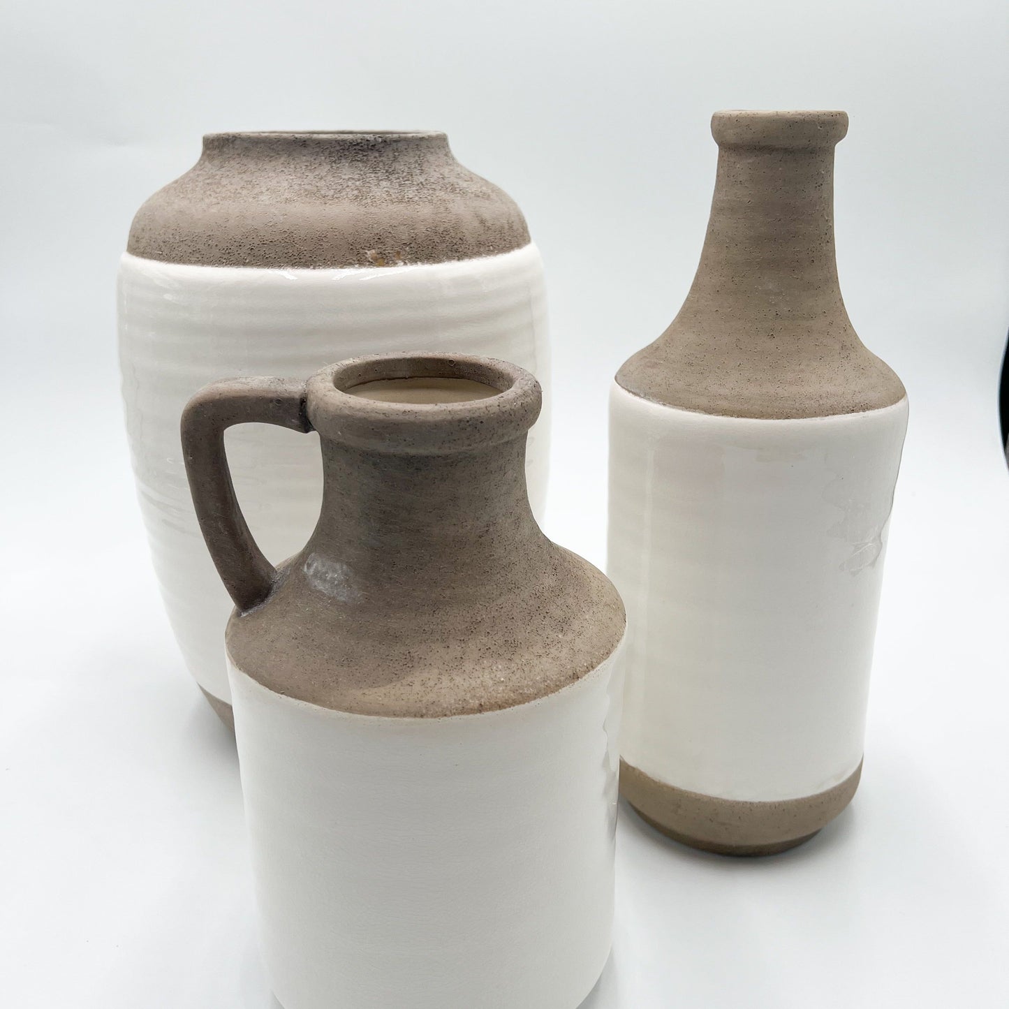 White and Natural Stone Vase - Jug