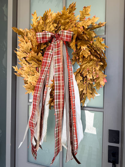 Fall Plaid Bundle with Bow - 33"- 10 Pieces of Ribbon