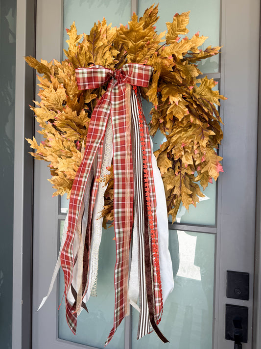Fall Plaid Bundle with Bow - 33"- 10 Pieces of Ribbon