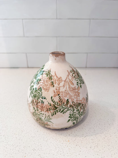 Green & Cream Chinoiserie Vase - 2 Sizes
