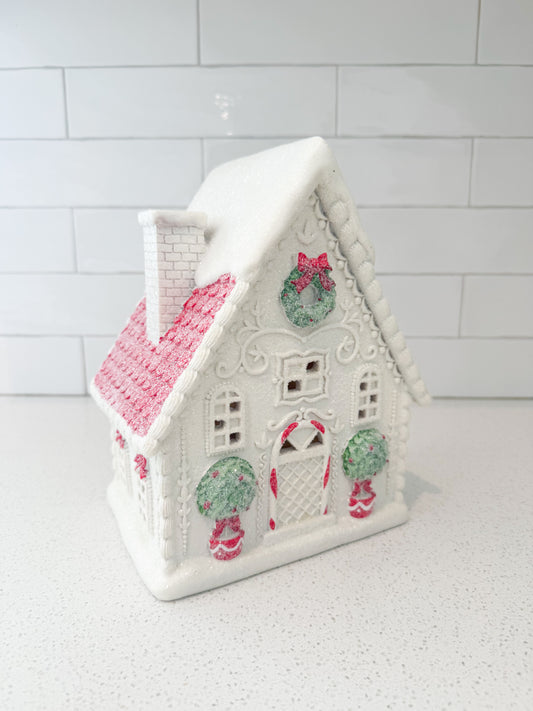 Glittered LED Christmas House with Timer