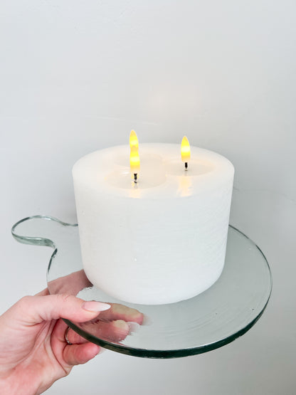 3 Wick Flameless Candle - White