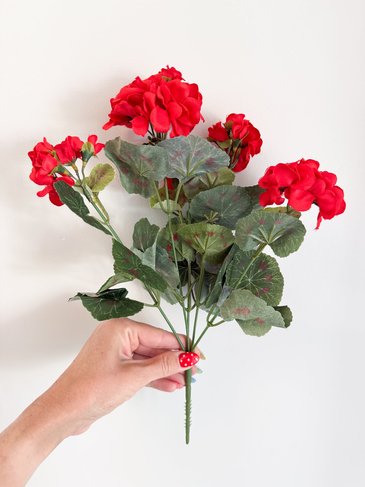 Red Geranium Bush - 13”