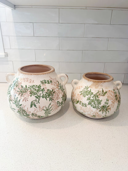 Green & Cream Chinoiserie Pot - 2 Sizes
