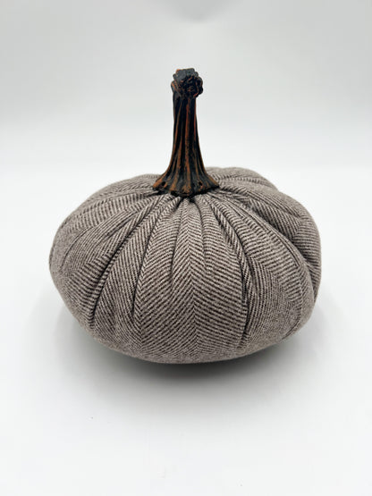 Gray Strip Fabric Pumpkin - Large