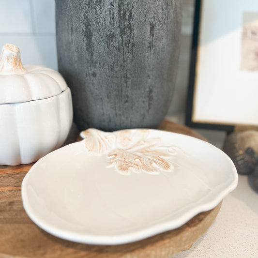 Large White Ceramic Pumpkin Plate