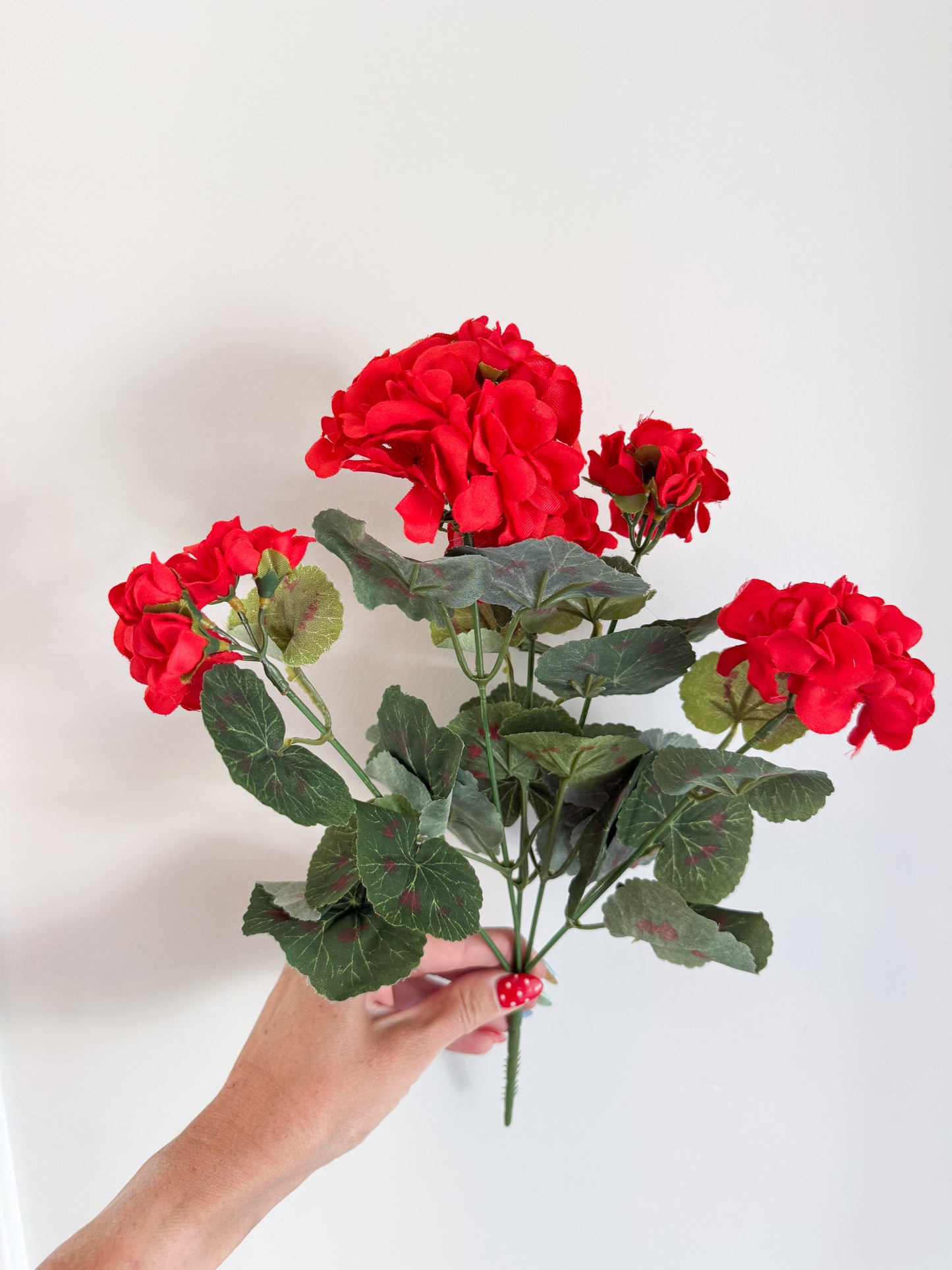Red Geranium Bush - 13”