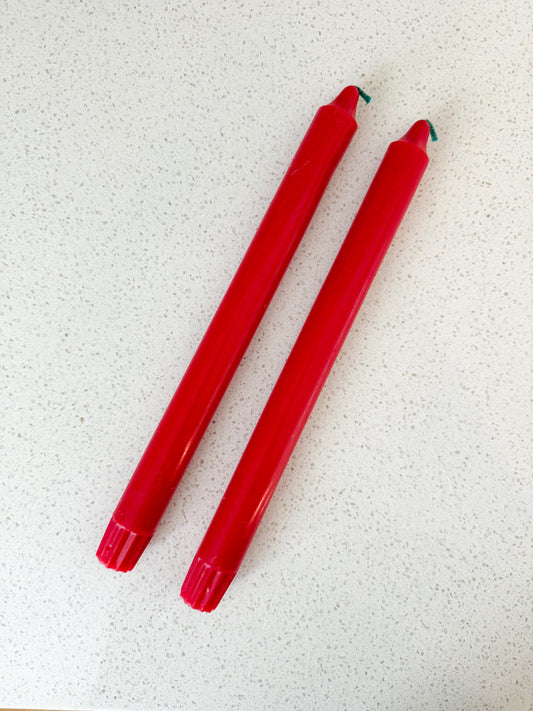 Christmas Red Tapers - 10" - Set of 2