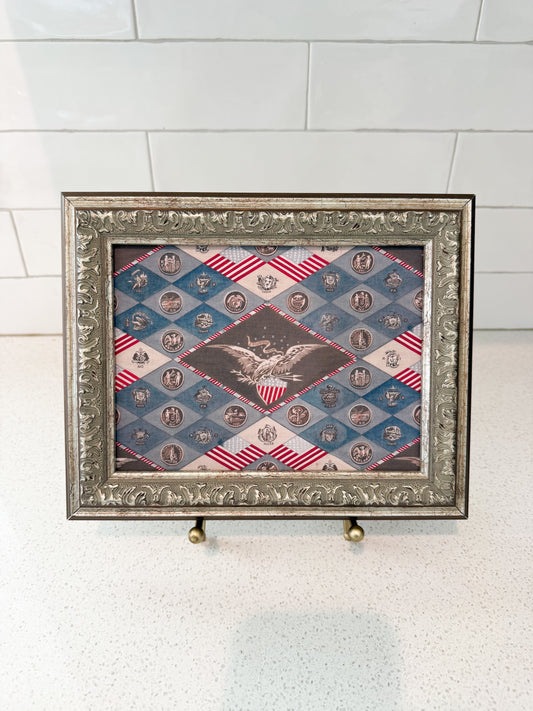 Textile State Emblems Framed Art - 2 Sizes
