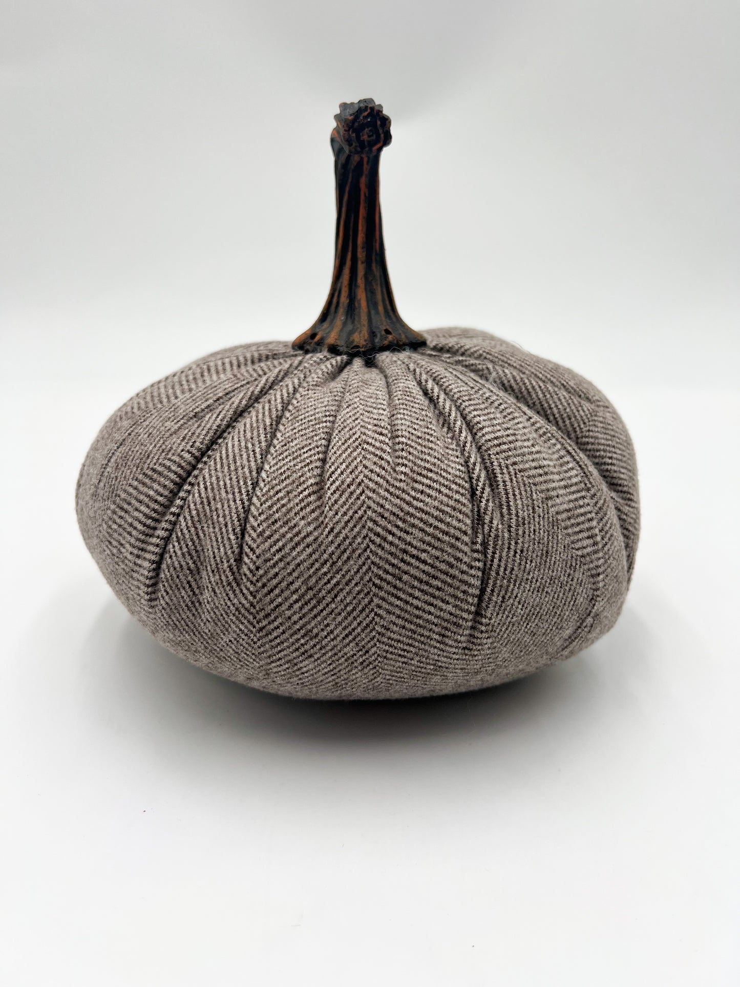 Gray Strip Fabric Pumpkin - Large