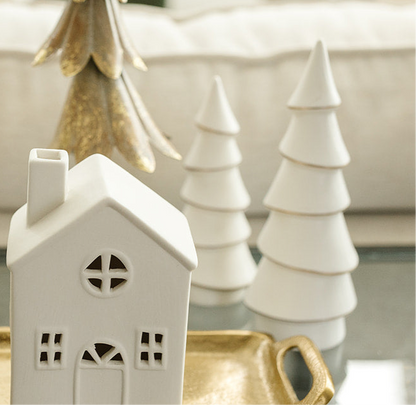 Alpina Porcelain Tree - White with Gold Trim