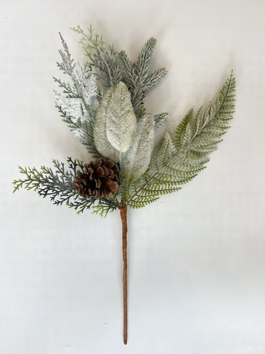 Snowed Cone Pine Spray 18"