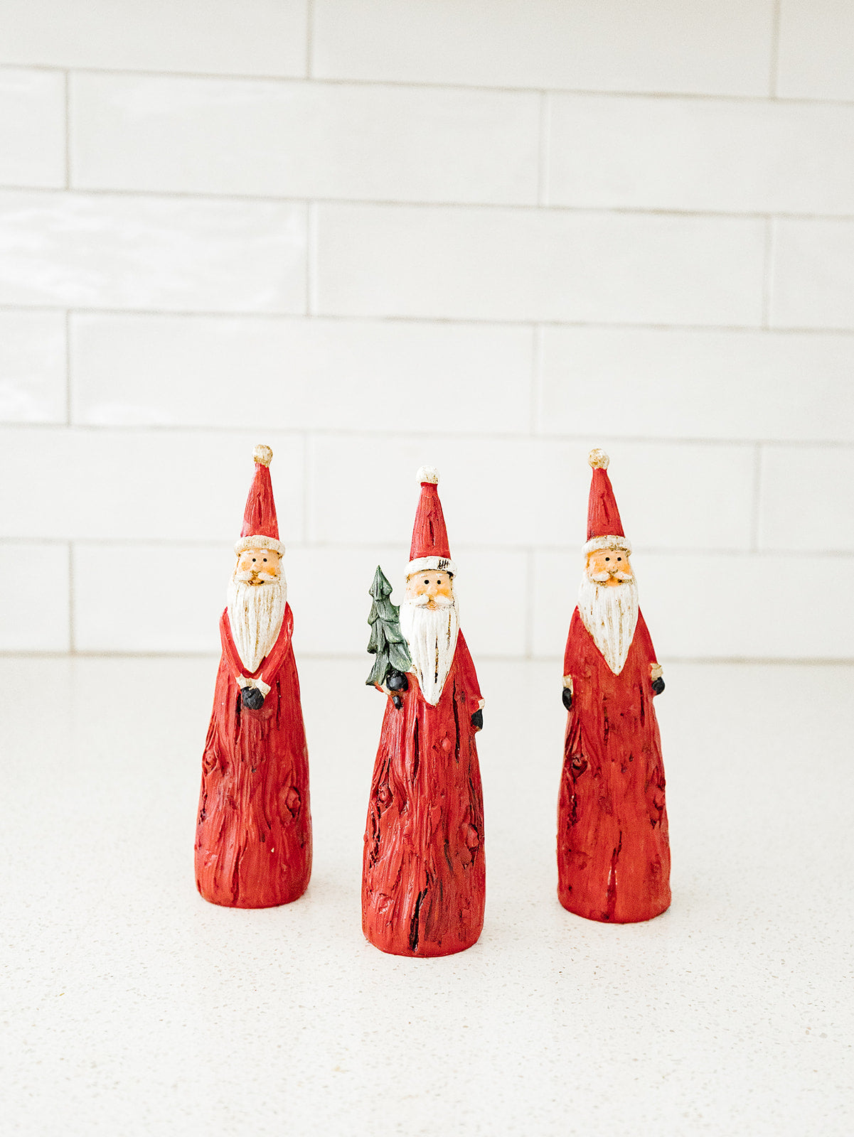 Wood Carved Red Santa - 3 Styles
