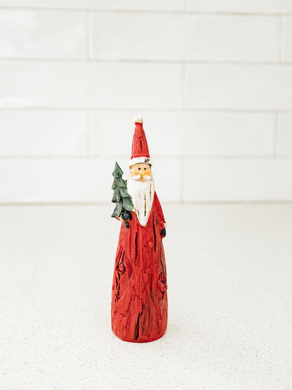 Wood Carved Red Santa - 3 Styles
