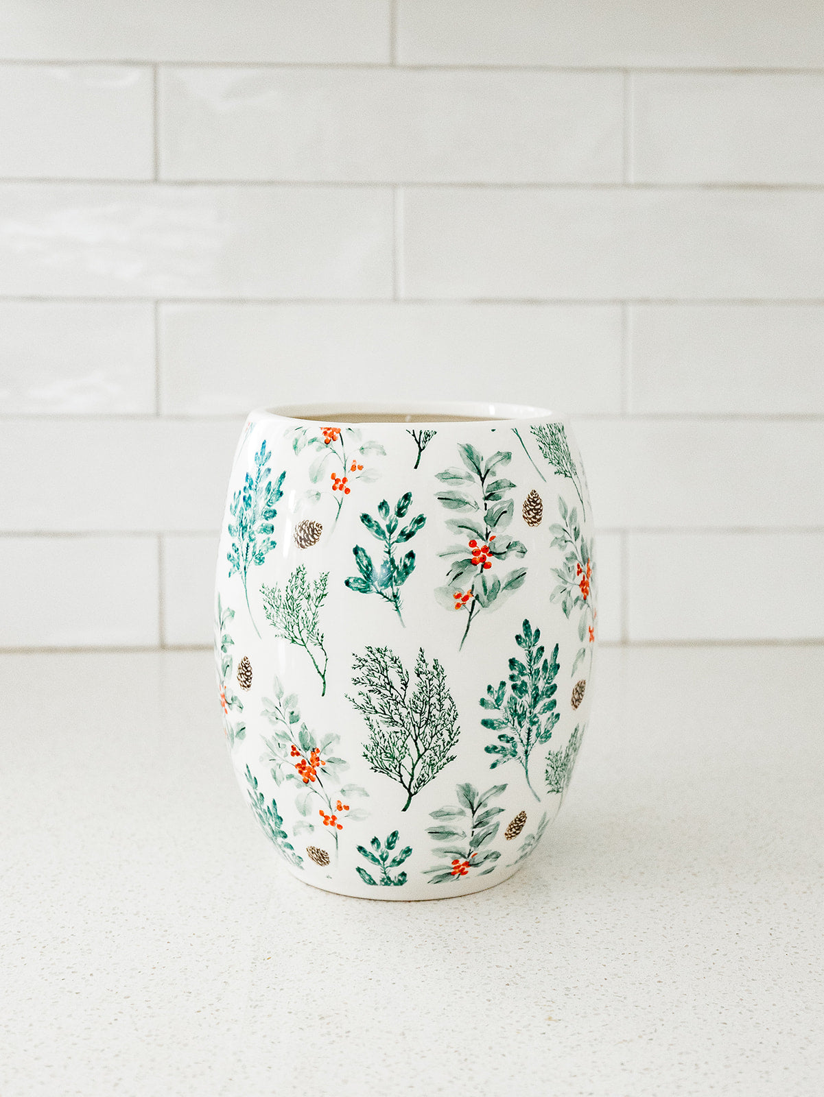 Christmas Holly Vase