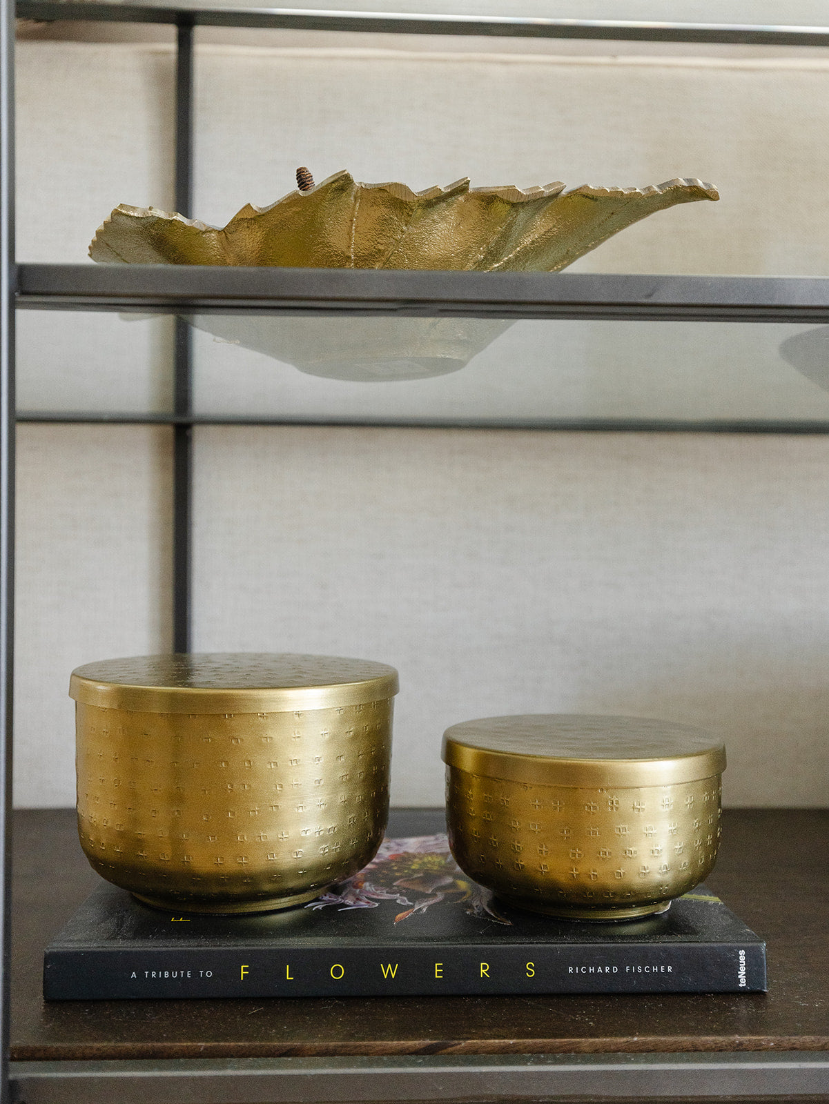 Antique Brass Round Containers - Set of 3