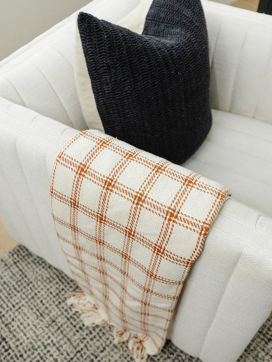 Burnt Orange Plaid Throw