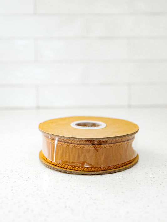 Wired Copper Brown Dupioni Ribbon - 1"