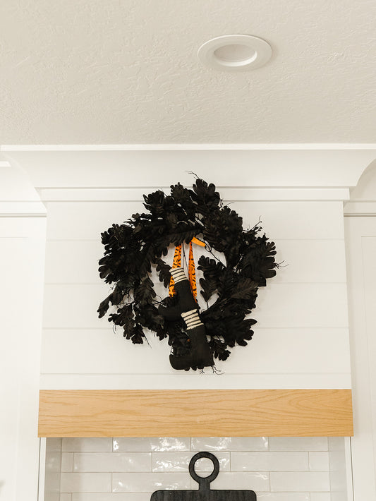 Halloween Black Oak Wreath - 24"