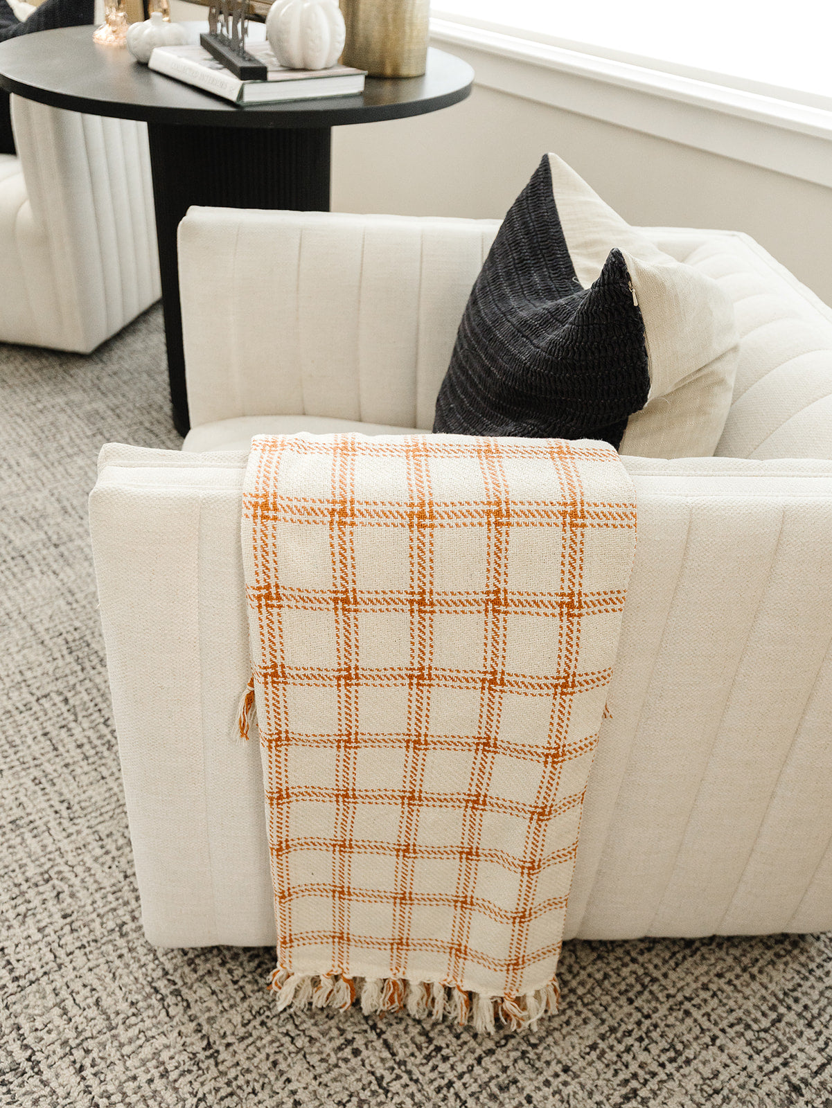 Burnt Orange Plaid Throw