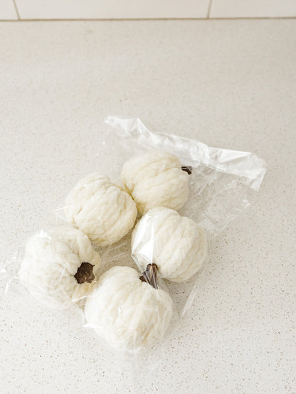 White Braided Filler Pumpkin - Set of 5