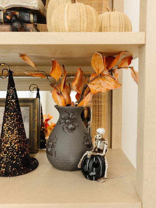 Black Spider Spooky Vase