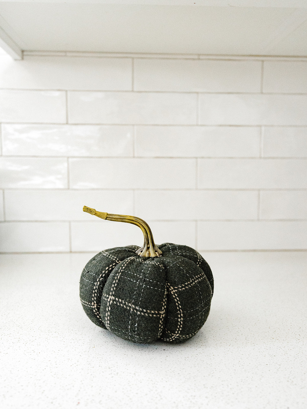 Green & Tan Plaid Pumpkin 3 Sizes