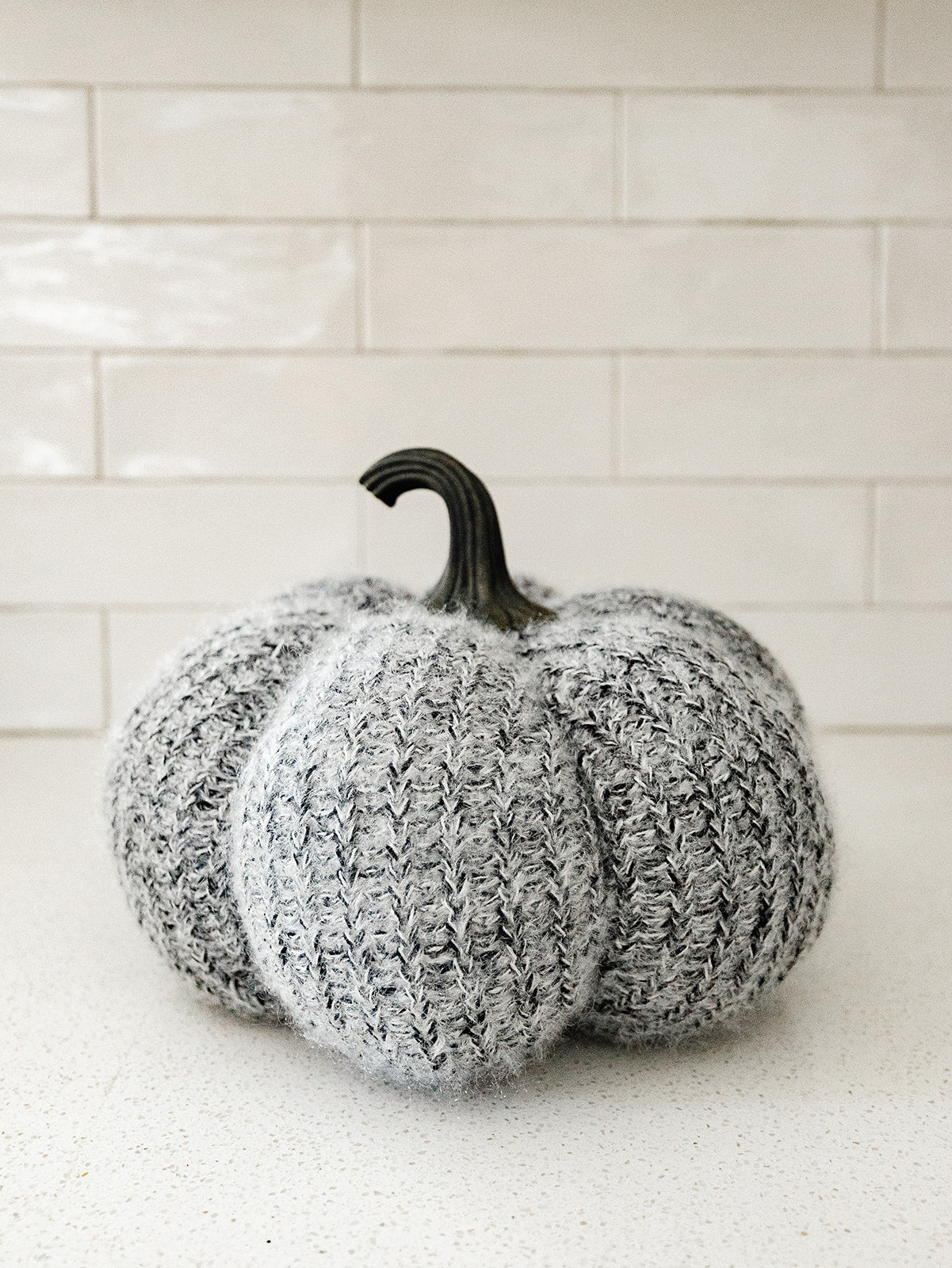 Black and White Knit Pumpkin - 2 Sizes