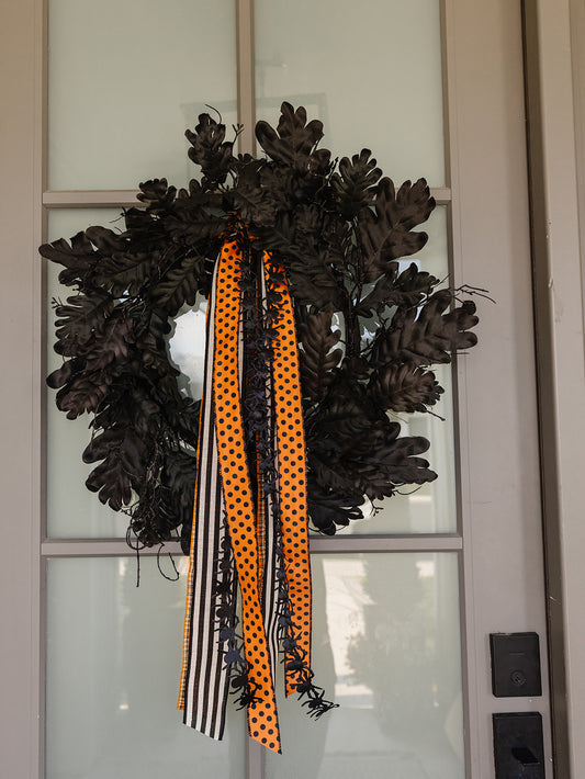 Halloween Black Oak Wreath - 24"