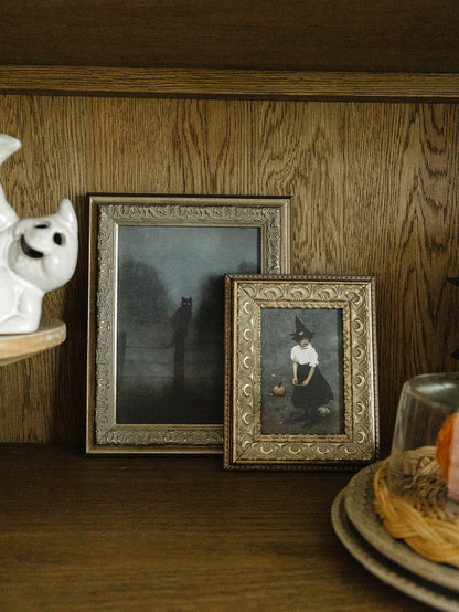 Spooky Black Cat Framed Art - 8"x10"