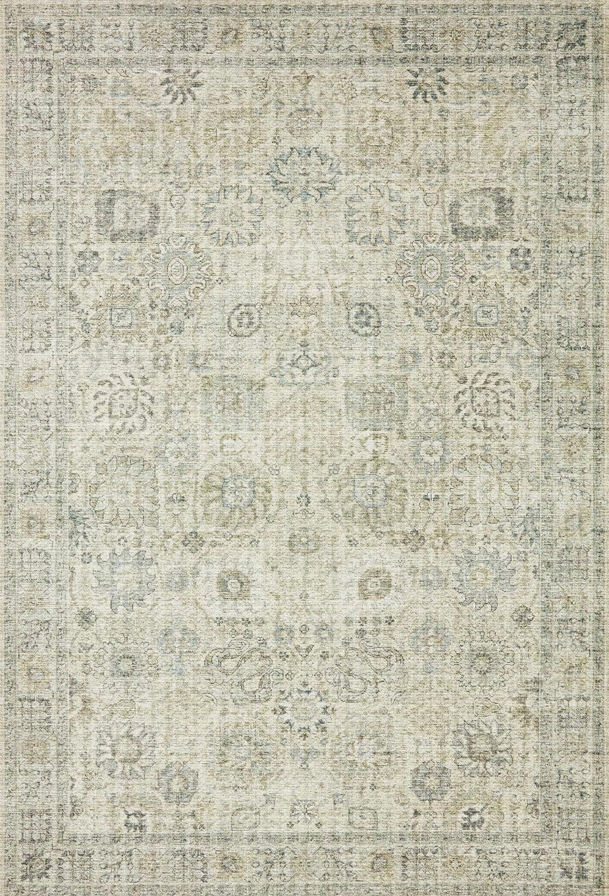 Green & Cream Rug - 7’6 x 9’6