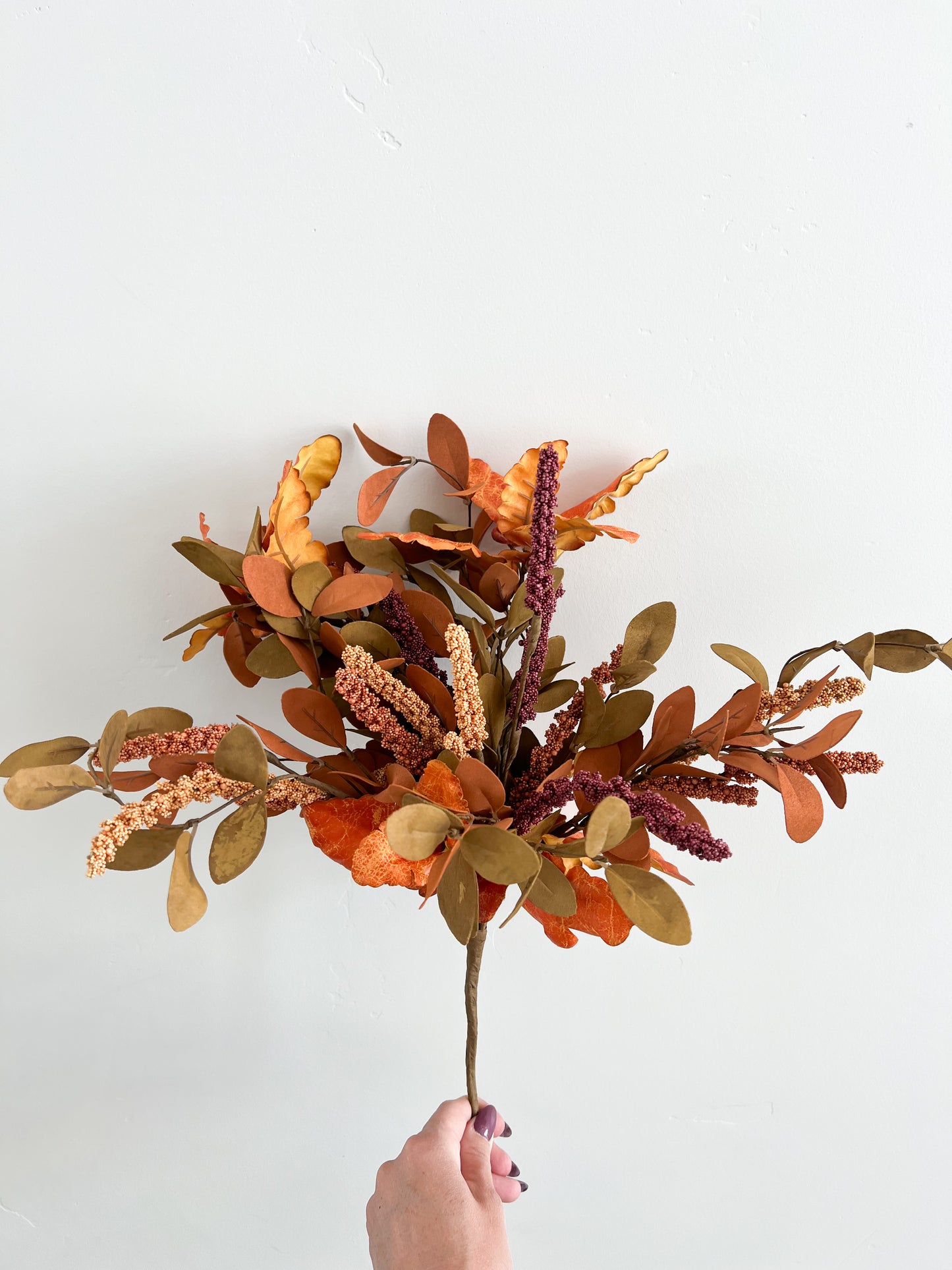 Rust & Brown Silk Leaves Bush - 21”